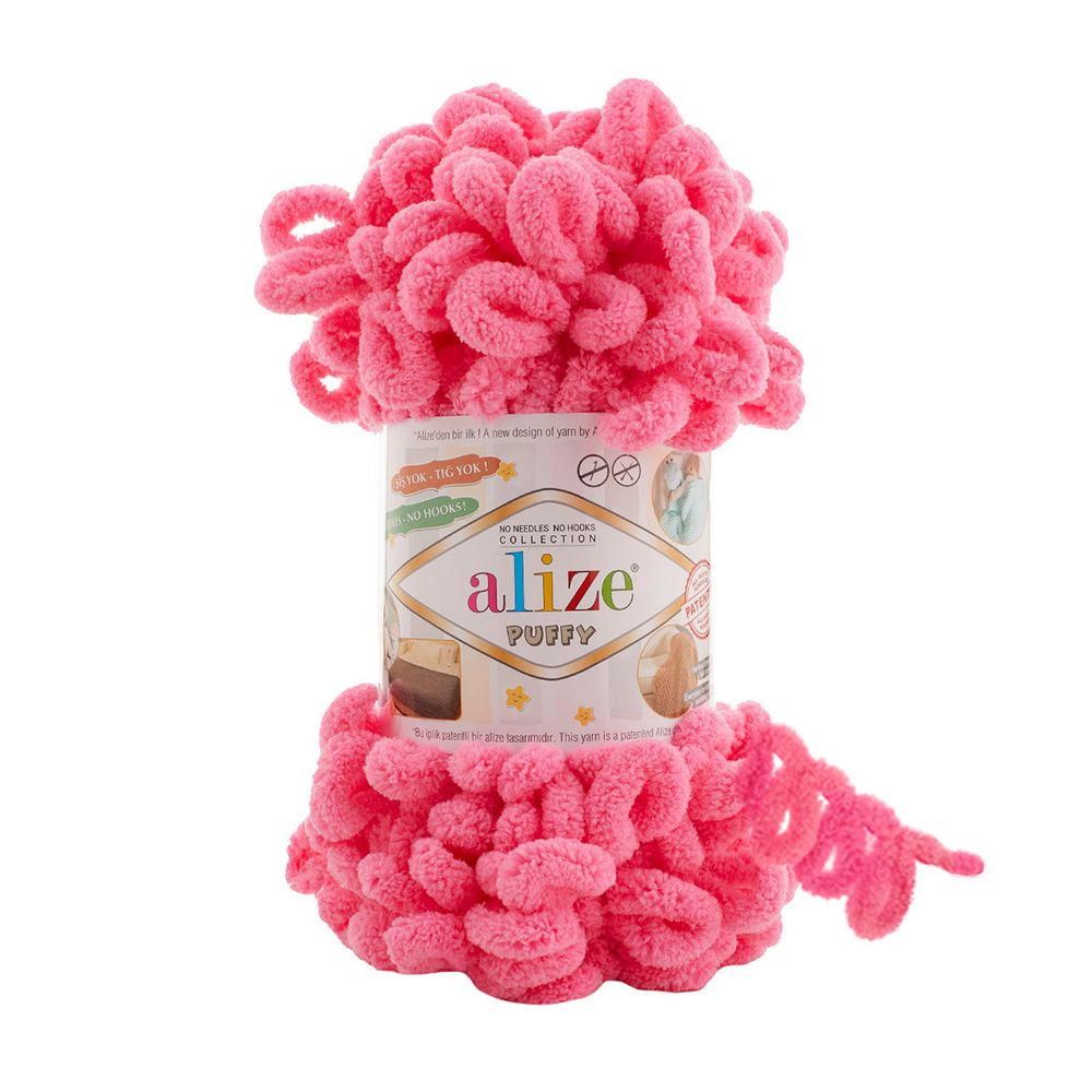 Пряжа Alize (Ализе) Puffy / уп.5 мот. по 100 г, 9м, 377 ярко-розовый A