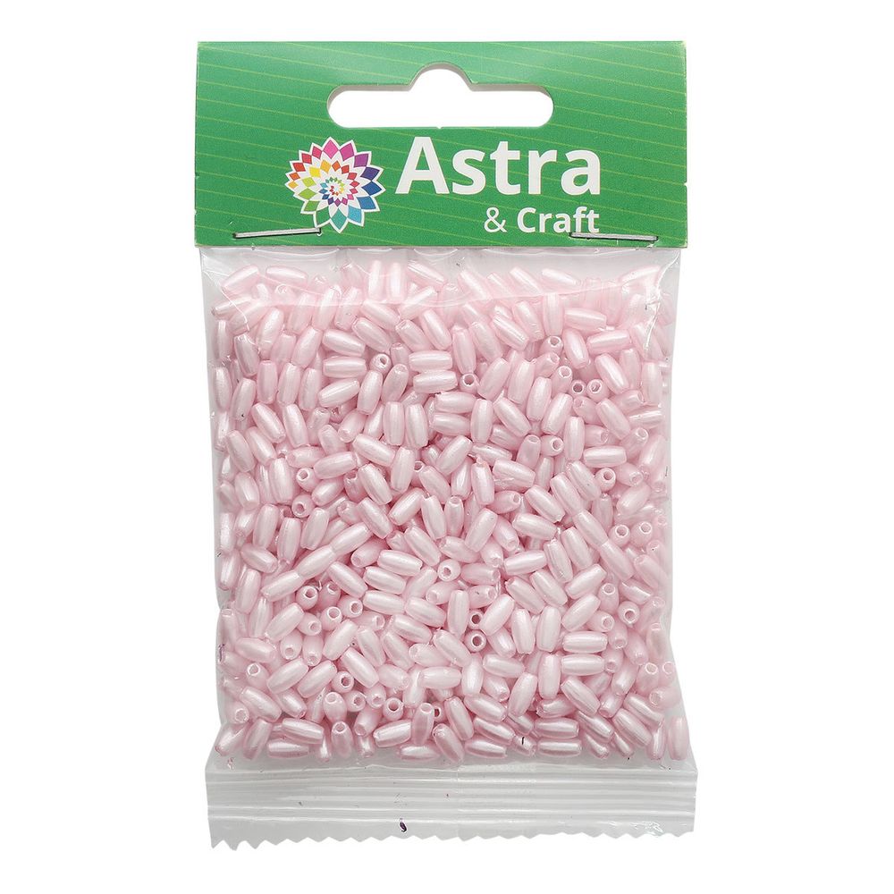 Бусины пластик (жемчуг) 3х6 мм, 15 г, Astra&Craft, J555 светло-розовый
