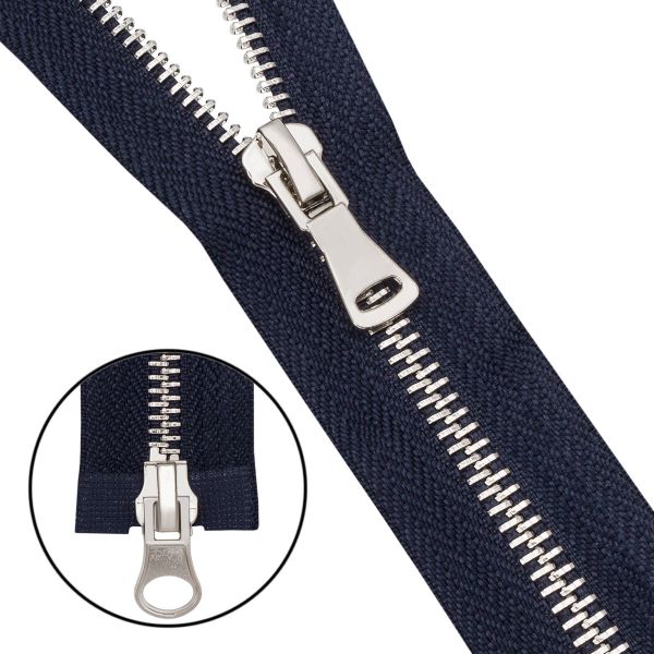 Молния металл Т5 (5 мм) 2 зам., разъем., 60 см, никель, 233 т.синий, 6535-0309, 5 шт