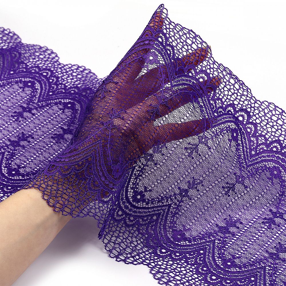 Кружево бельевое эластичное 230 мм / 10 м, 8037, цв.F170 фиолетовый, Kruzhevo