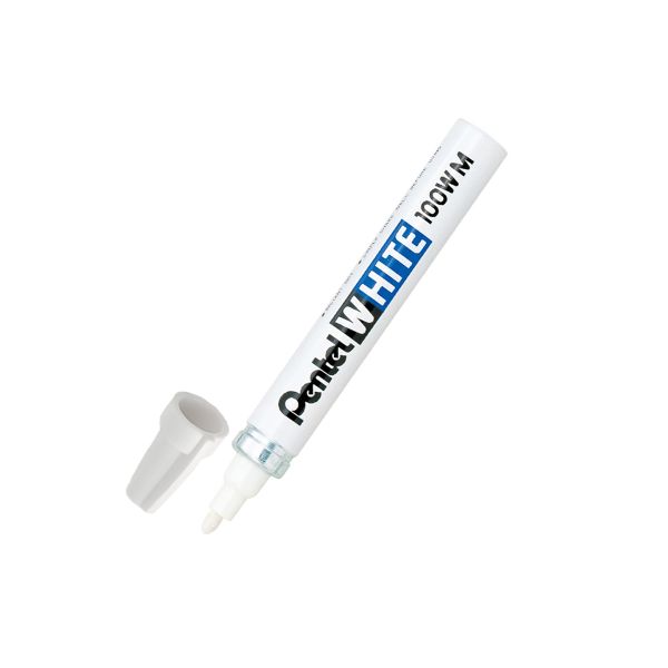 Маркер перманентный White, белый 3.9 мм, пулевидный, 1 шт, X100WM промышленный белый, Pentel X100WM