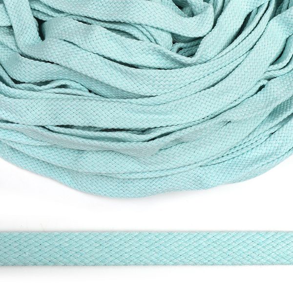 Шнур плоский х/б ⌀12.0 мм, турецкое плетение цв.020 мятно-голубой уп.50 м