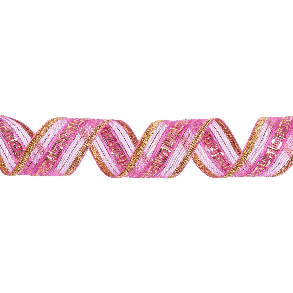 Лента металлизированная Подарочная 25±2 мм / 25±0.5 метров, сиреневый-под золото, Blitz