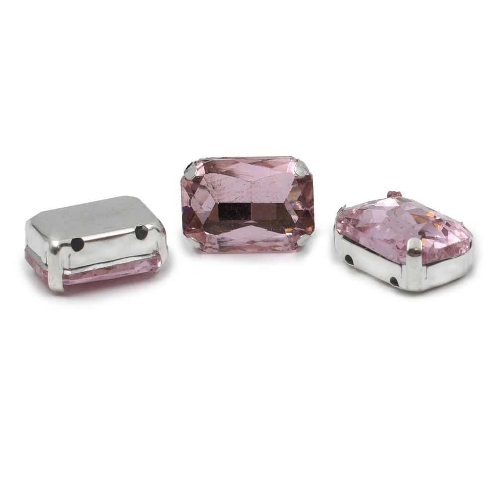 Хрустальные стразы в цапах прямоугольные (серебро) св.розовый 10х14мм, 5 штук Astra&Craft, ПЦ005НН1014