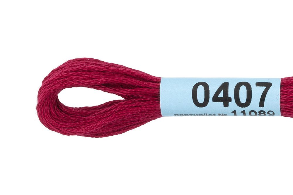 Мулине Gamma 100% хлопок, цв.0407 бордовый, 24 мотка по 8 метров