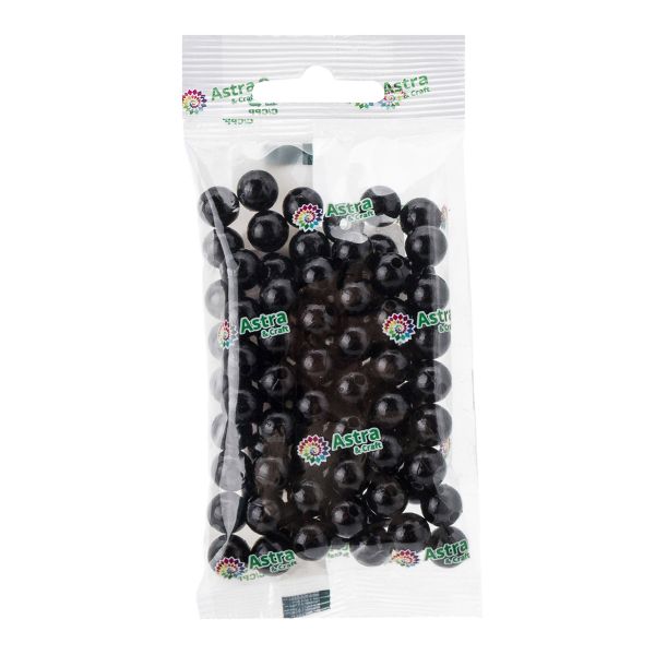 Бусины пластик ⌀10 мм, 50 г, микс цвета, круглые, Astra&Craft (619 черный), 1AL121-3
