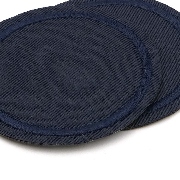 Термоаппликация круглая, джинс, d60 мм (синий (blue)), LA431, 4 шт