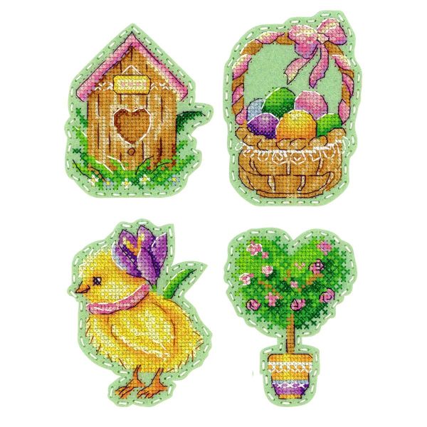 Набор для вышивания нитками МП Студия, на фетре Весеннее настроение. Значки. Магниты 9х7 см