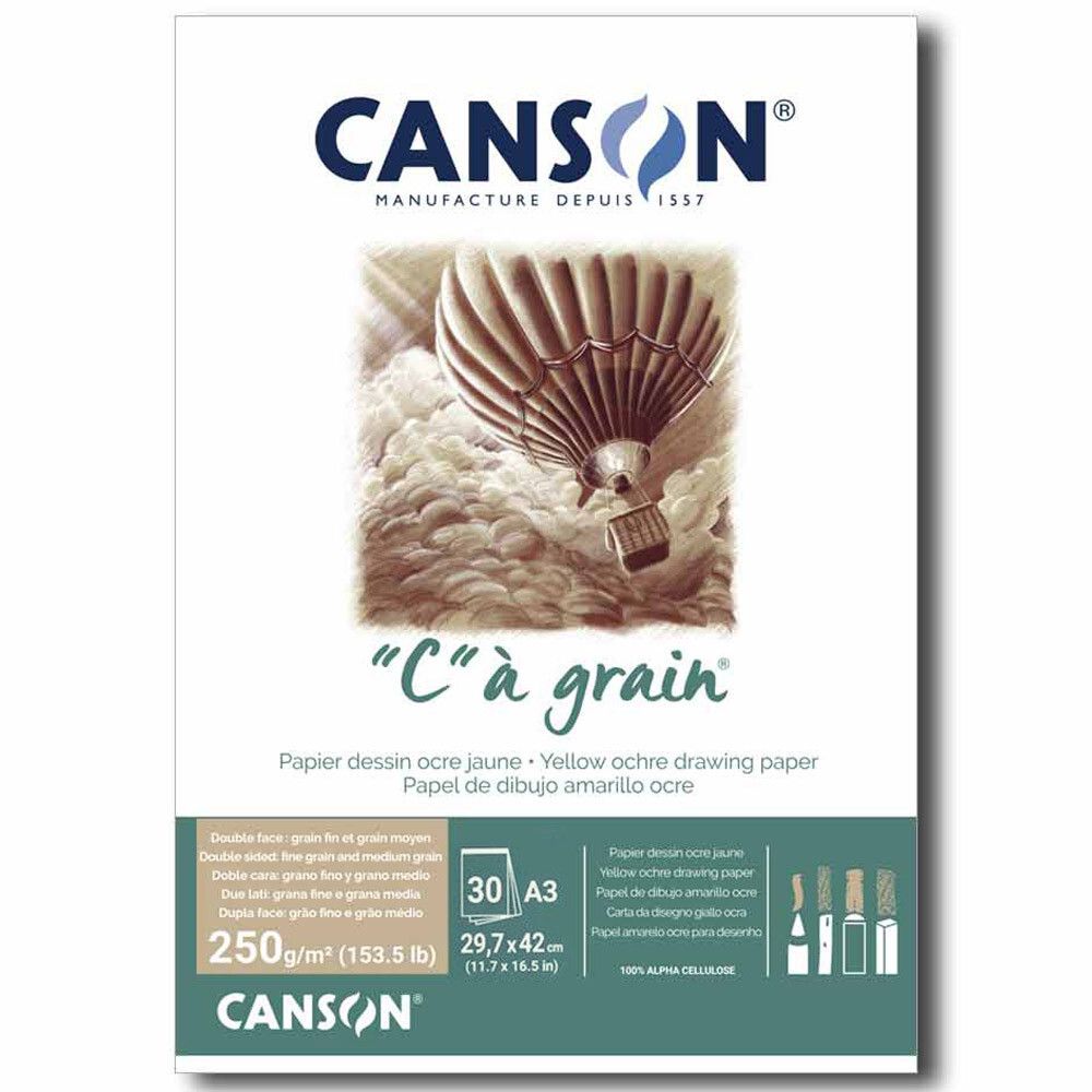 Альбом для графики C a Grain 250 г/м², A3 29.7х42 см, склейка с одной стороны 30 л, желтая охра, Canson С400110399