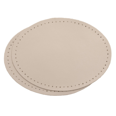 Заплатки пришивные из кожи, овал 8х10,9см с перфорацией, 2 шт, 100% кожа, 06 бежевый, 9124
