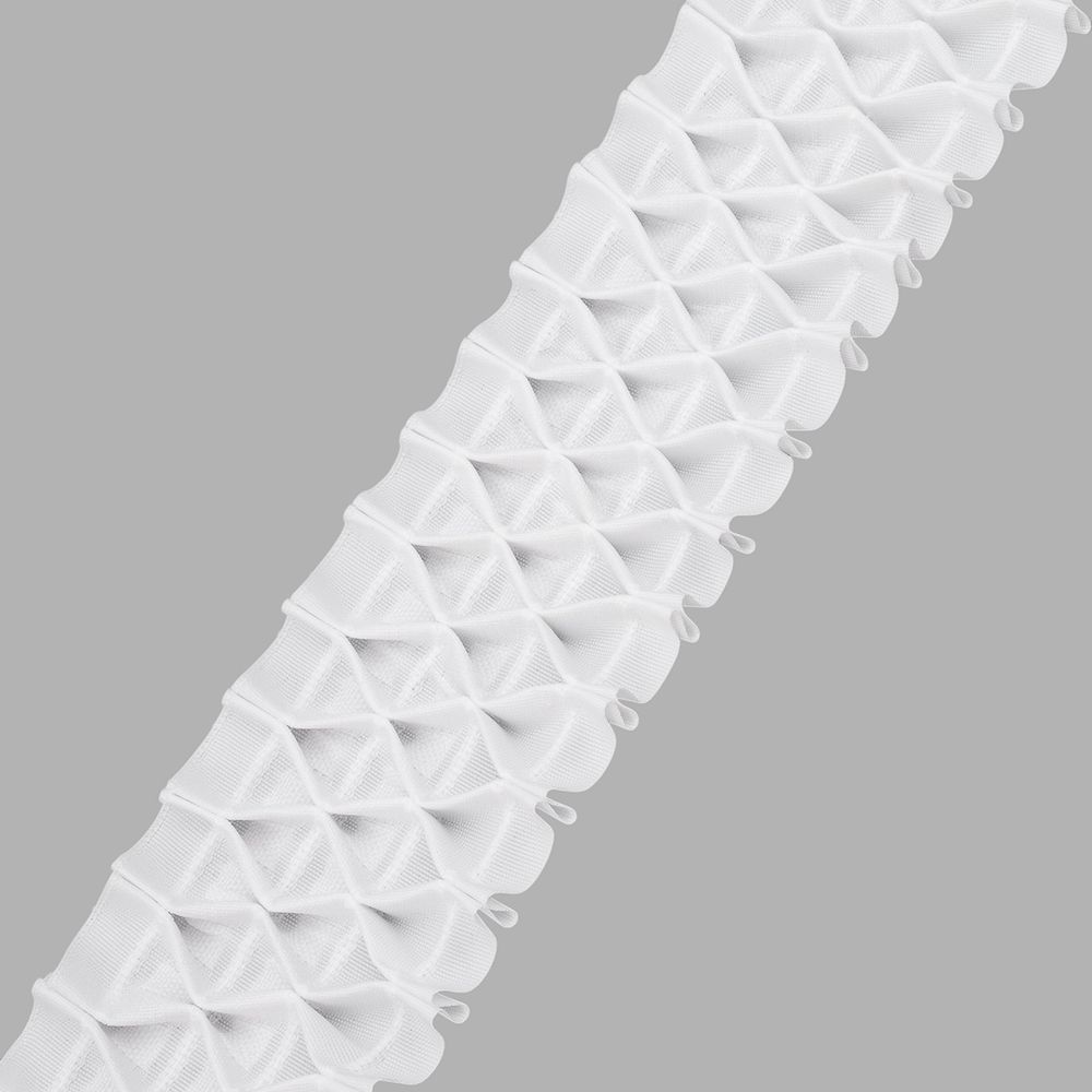 Лента (тесьма) шторная: сборка вафельная (1:3) 80 мм / 10 метров, (2 ряда петель, 4 шнура), белый ТУ, C809