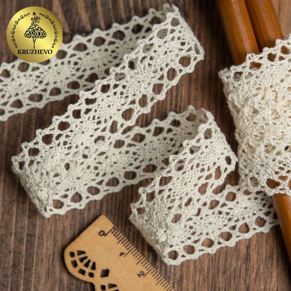 Кружево вязаное (тесьма) 20 мм / 10 метров, 6307-1 цв.28 молочный, 10 м, Kruzhevo