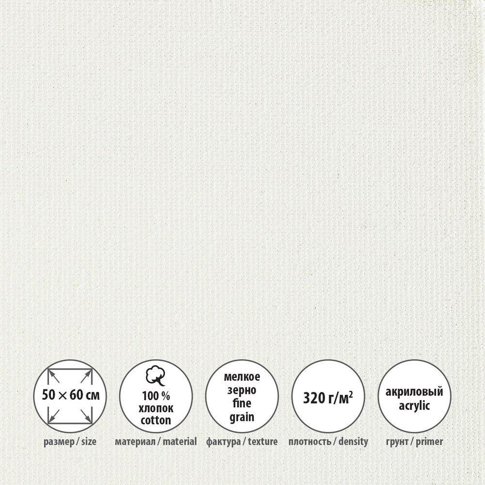 Холст грунтованный на подрамнике 50х60 см, 320 г/м², 2 шт, Плещеевский мелкозернистый, Vista-Artista ACFG-5060