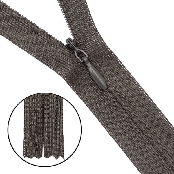 Молния потайная (скрытая) Т3 (3 мм) 1 зам., н/раз., 20 см, нейлон, F328 хаки, 10 шт