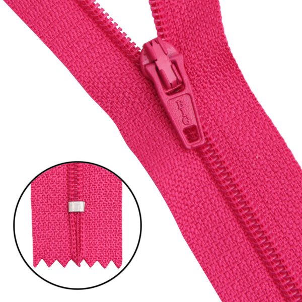 Молния спираль (витая) брючная Т3 (3 мм) 1 зам., н/раз., 20 см, автомат, фукс, 30111, 10 шт