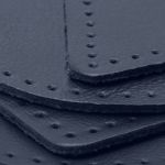 Набор заплаток пришивных из кожи, круг, квадрат, треугольник, овал 6см, с перфорацией, 4 шт (05 темно-синий), 9723