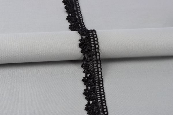 Кружево гипюр (плетёное) 30 мм / 10 м, GP002BL черный, Gamma GGM-3003