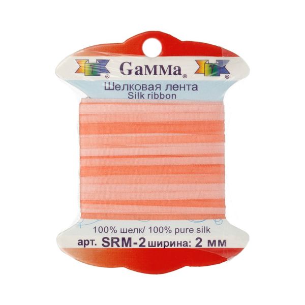 Лента (тесьма) шелковая 2.0 мм / 9.1±0.5 метров, M040 бл.розовый/розовый, Gamma SRM-2