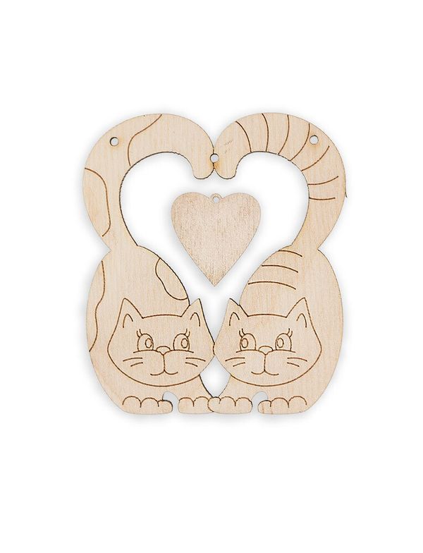 Заготовка из фанеры Подвеска, Влюбленные кошечки, 8х7 см, ВД-562 Mr.Carving