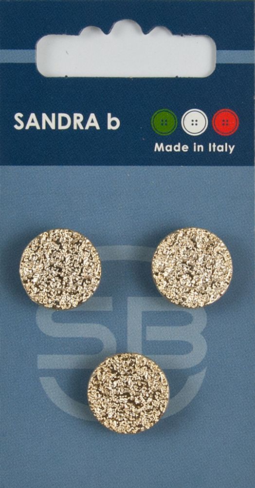 Пуговицы Sandra, 15 мм, 3 шт, металл, золотой металл