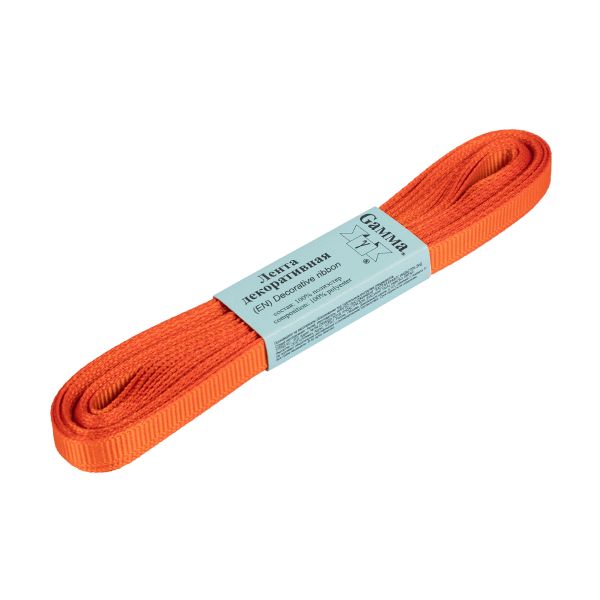 Лента репсовая нарезка 06.0 мм / 10 шт по 5.4 метра, 047 рыжий, Gamma GR-06