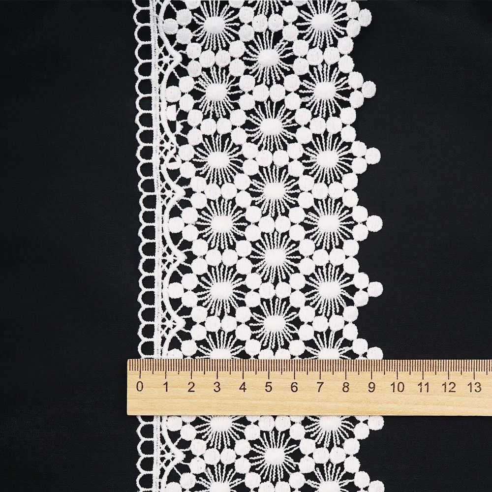 Кружево гипюр (плетёное) 100 мм / 13.72 метра, белый, 3AR3496