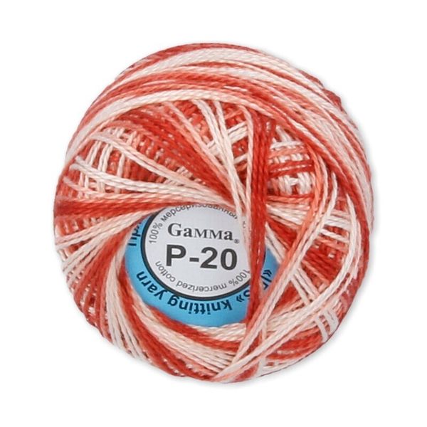 Пряжа нитки Ирис меланж / уп.10 мот. по 10 г, 82 м, Р-20 т.бордовый-персиковый, Gamma