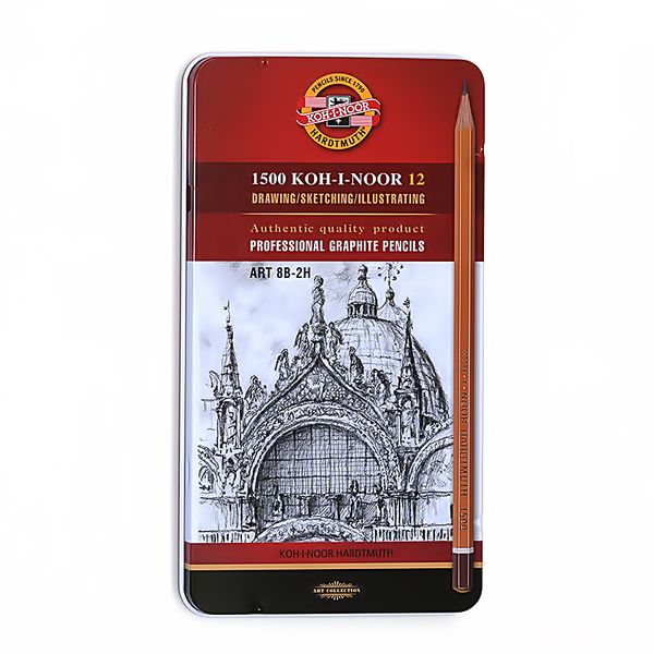 Набор чернографитных карандашей профессиональных KOH-I-NOOR 1 12 шт, ассорти Art (8В-2Н) 1502012008PLRU
