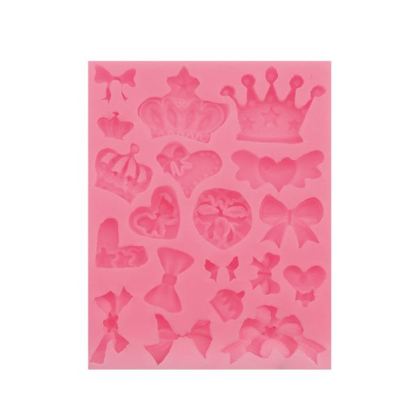 Молд силикон (для свечей, мыла, смолы, гипса) 7х9 см Корона, бантики, сердечки, 23580