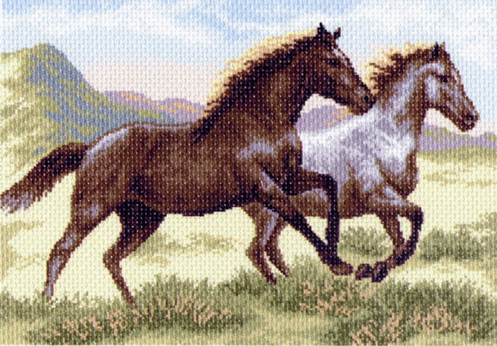 Рисунок для вышивания Матренин Посад (канва), 37х49 -1223 Бегущие кони