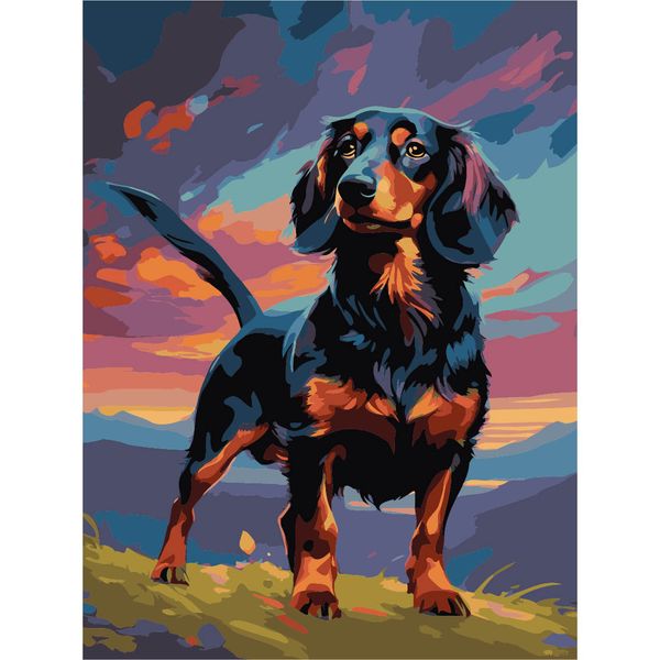 Картина по номерам Cristyle ST016, Такса на лугу, 30х40 см