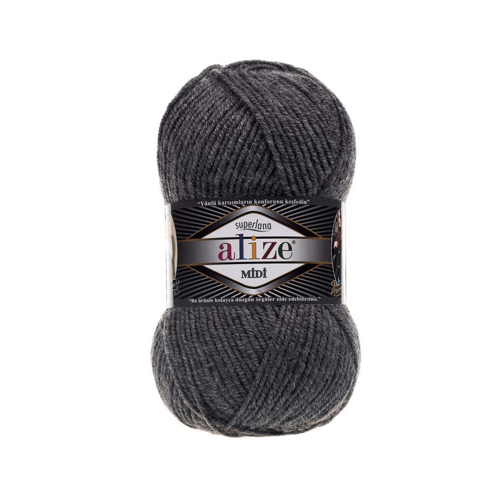 Пряжа Alize (Ализе) Superlana Midi / уп.5 мот. по 100 г, 170м, 182 серый меланж A