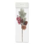 Декоративные элементы, 6 шт, 34.5 см, 01 еловая веточка с ягодами, Blumentag VDD-49