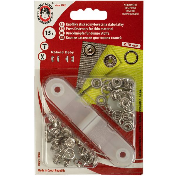 Кнопка рубашечная (джерси) открытая ⌀9.7 мм, 15 шт, никель, (1213-030 №2), KOH-I-NOOR BABY