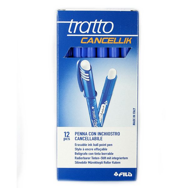 Ручка шариковая пиши-стирай с ластиком 0.7 мм, 12 шт, F826101 цвет чернил: синий, Tratto F826101