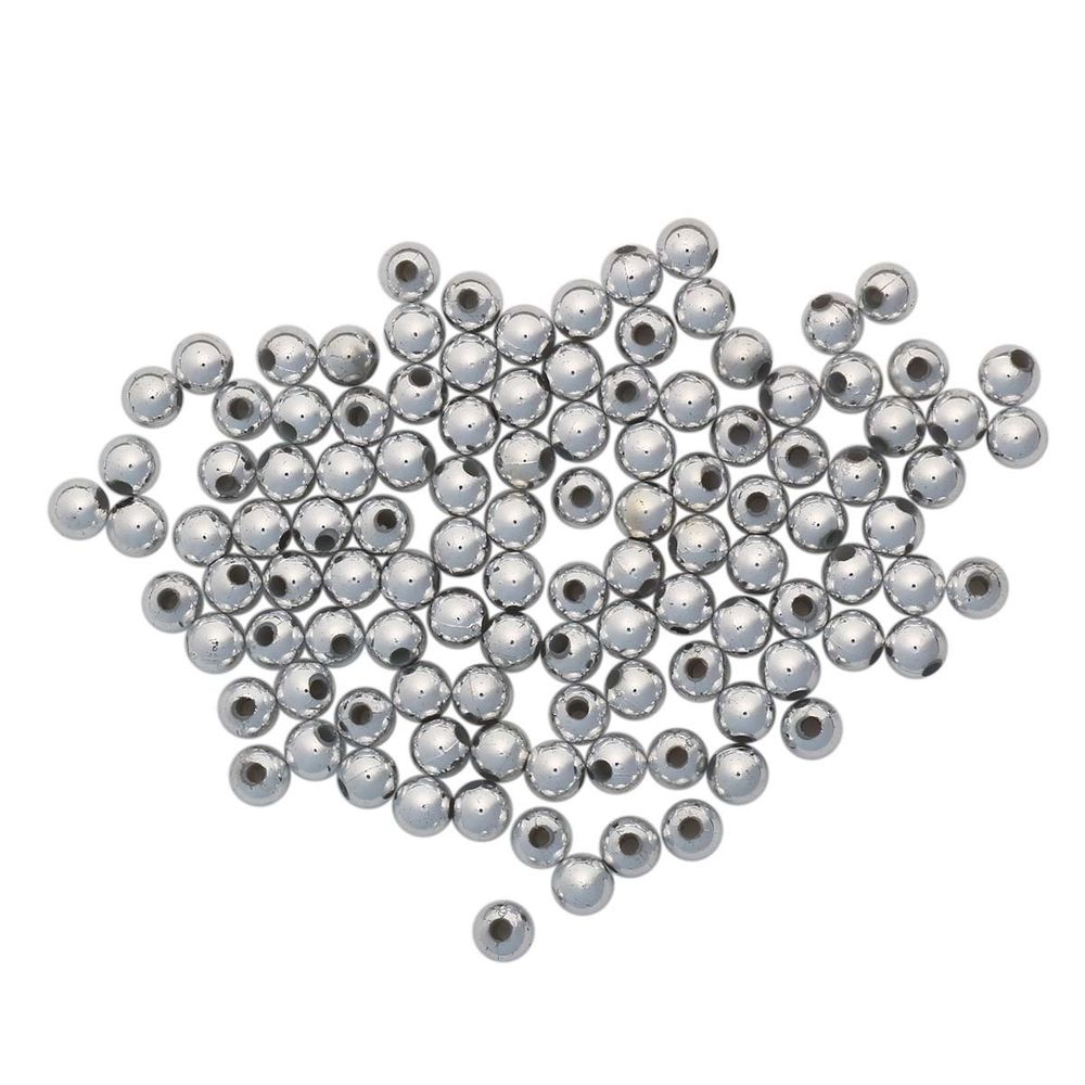 Бусины пластик под металл ⌀6 мм, 15 г, 130±10 шт, Astra&Craft, 1№ серебро