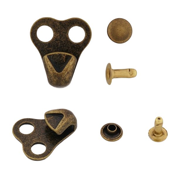 Крючки обувные 20х17 мм, 2 крепления, латунь, 20 шт