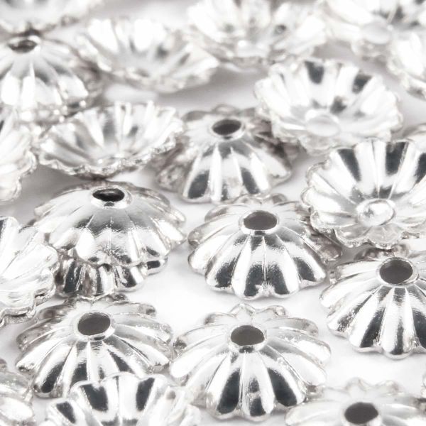 Шапочка для бусин, 3мм 100 шт в упак, Астра, Серебро