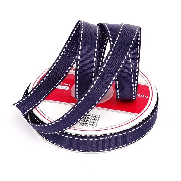 Лента репсовая (в рубчик) 15мм цв. 370.1 т.синий уп.22,85м, Ideal