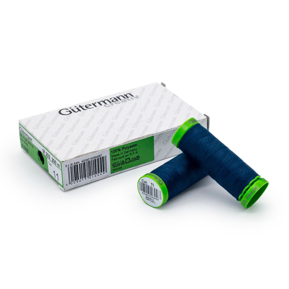 Нитки для тонких тканей Gutermann Extra Fine 150, 200м, 011 грозовой синий, 5 катушек