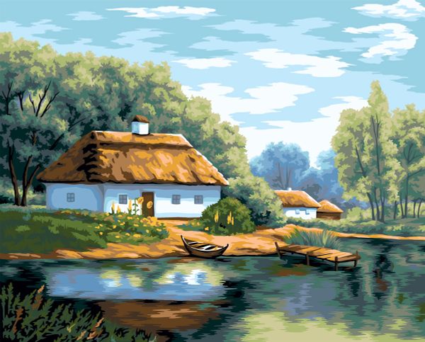 Картина по номерам Фрея, Утро в деревне, 50х40 см