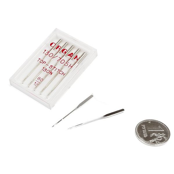 Иглы для швейных машин для отстрачивания top stitch 130/705 H, №80, Top Stitch, 5 игл, ORGAN