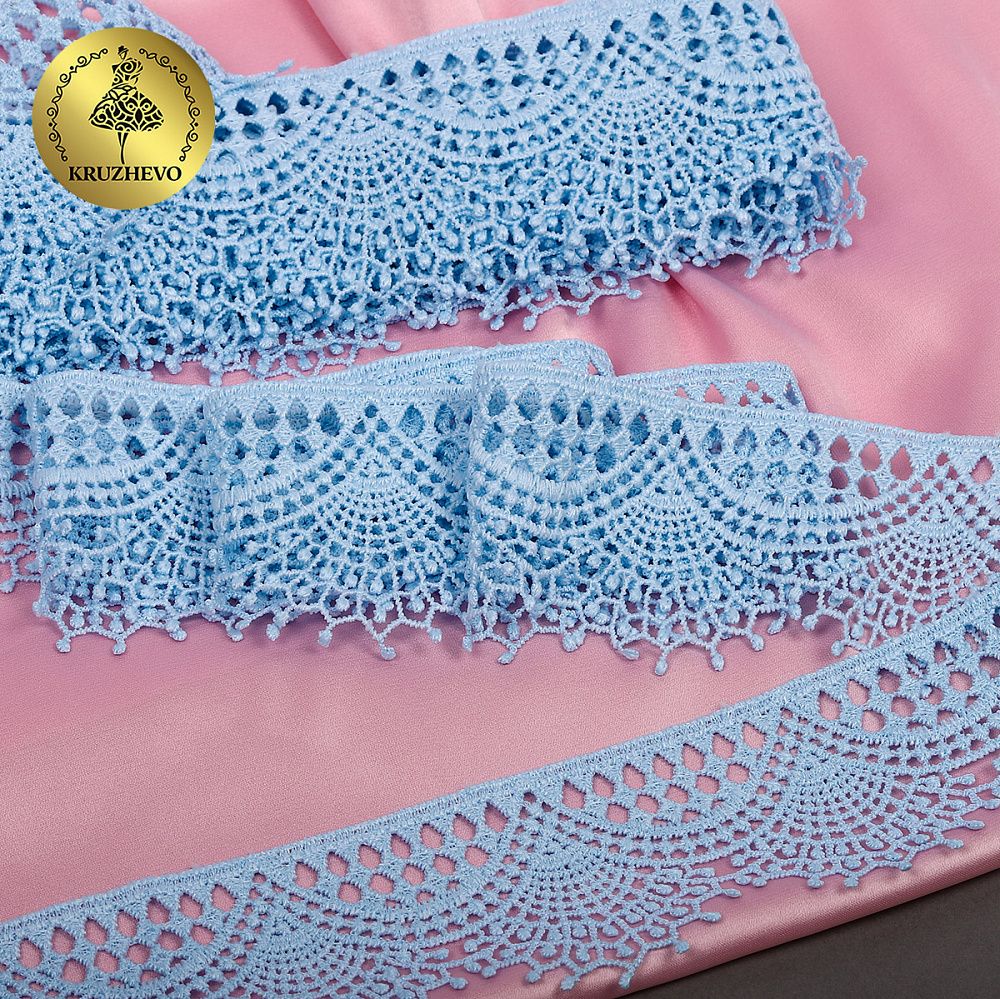 Кружево гипюр (плетёное) 55 мм / 13.71 метров, TBY.SUN.01, цв.F183 голубой