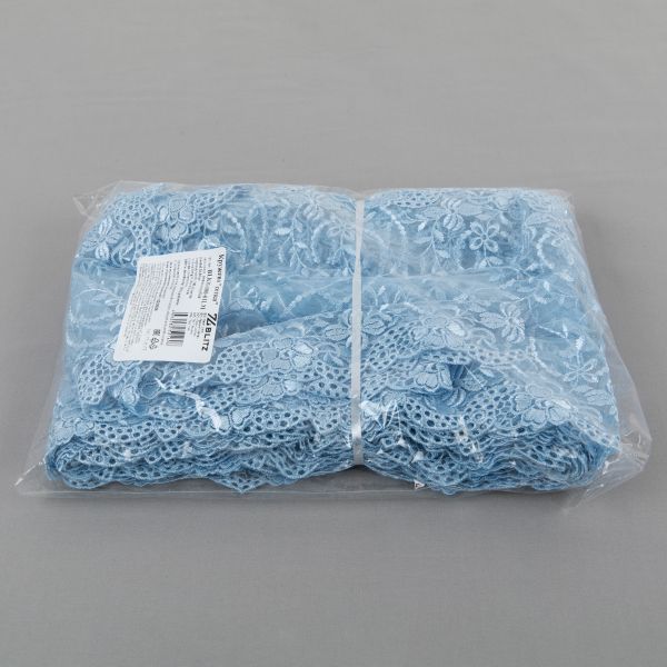 Кружево на сетке 180 мм / 10±0.2 метров, Турция, нежно-голубой, Blitz