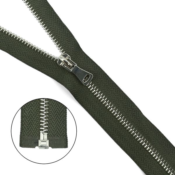 Молния металл Т5 (5 мм) 1 зам., разъем., 75 см, никель, 078 хаки, 5 шт, 14875-5