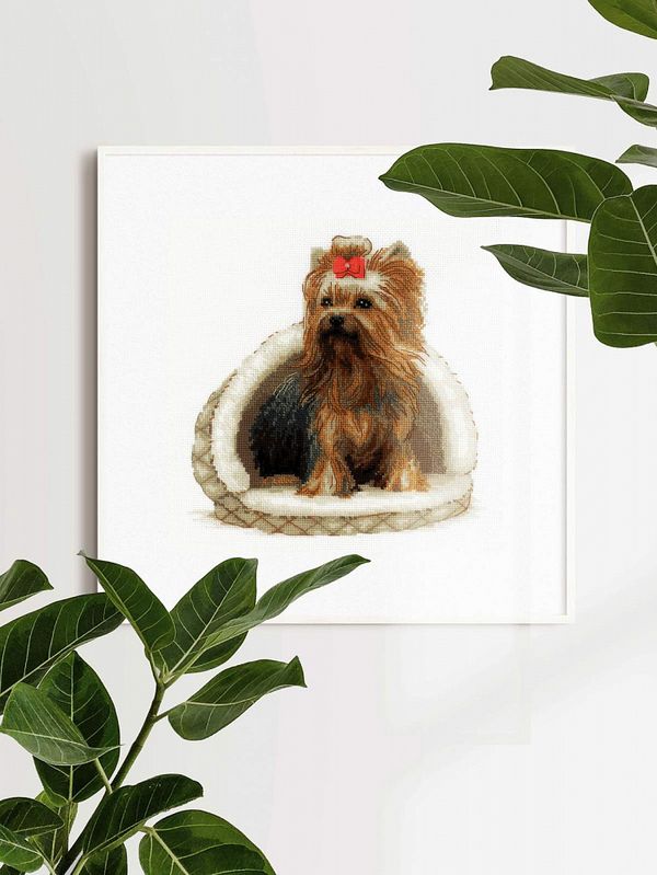 Набор для вышивания нитками Риолис, Йоркширский терьер 25х25 см