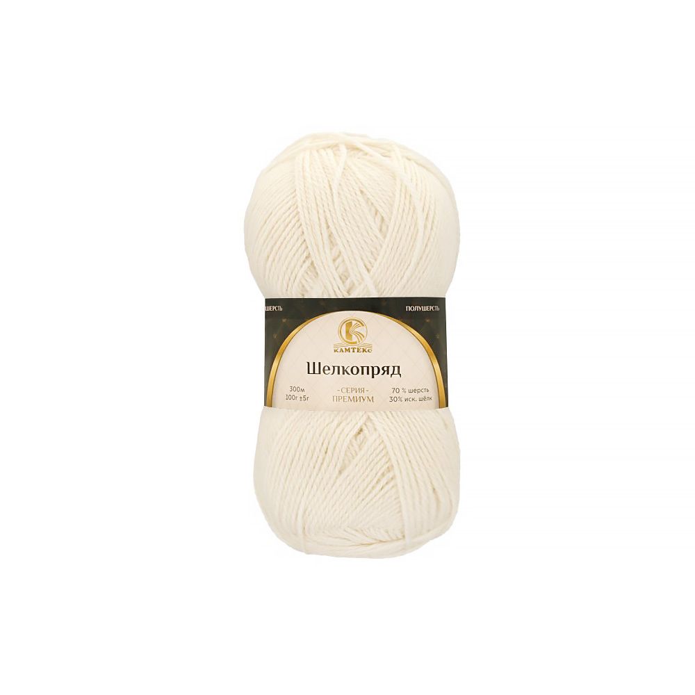 Пряжа Камтекс Шелкопряд / уп.5 мот. по 100 г, 300 м, цв.205 белый
