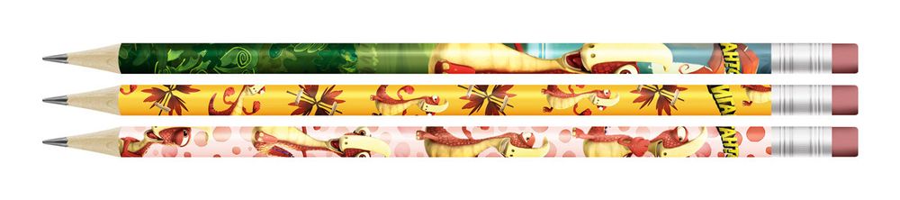 Карандаш чернографитный (набор) круглые с ластиком ОПП Рокки заточенный ТМ (HB) 10х3 шт, HB Hot Print, ВКФ GGZ-3P-03