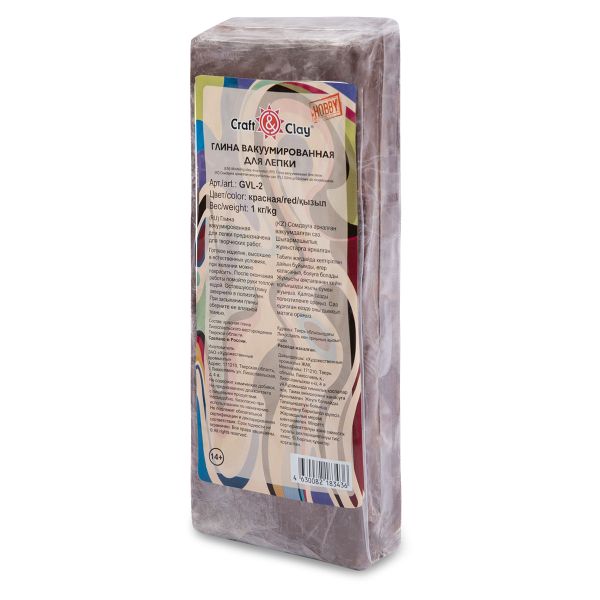Глина вакуумированная для лепки 1 кг, красная, Craft&Clay GVL-2
