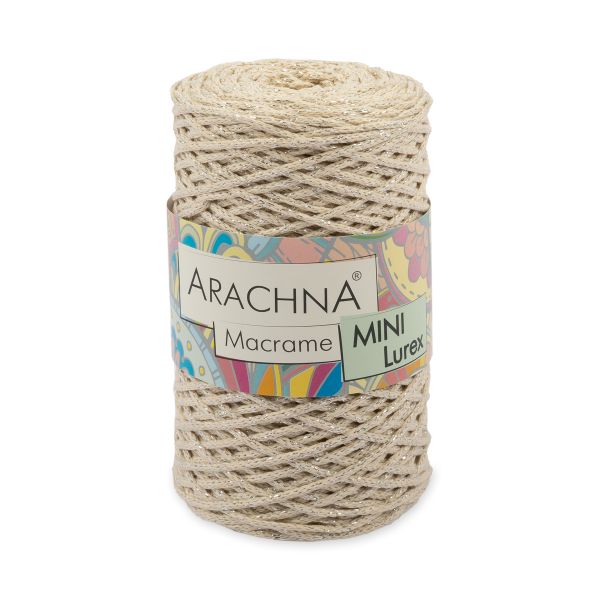 Пряжа Arachna Macrame Mini Lurex / уп.4 мот. по 250г, 200 м, 24 натуральный-серебро